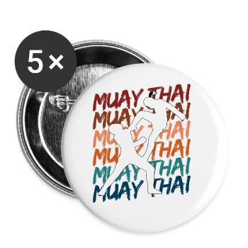 Thaiboxen Muay Thai - Buttons groß 56 mm (5er Pack) - Weiß - Vorne