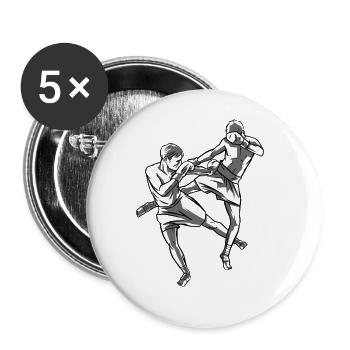 Thaiboxen Muay Thai - Buttons groß 56 mm (5er Pack) - Weiß - Vorne