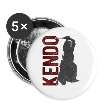 Japanischer Schwertkampf Kendo - Buttons groß 56 mm (5er Pack) - Weiß - Vorne