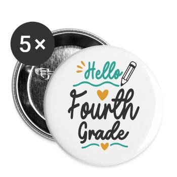 Hallo Lehrerschüler der vierten Klasse - Buttons groß 56 mm (5er Pack) - Weiß - Vorne