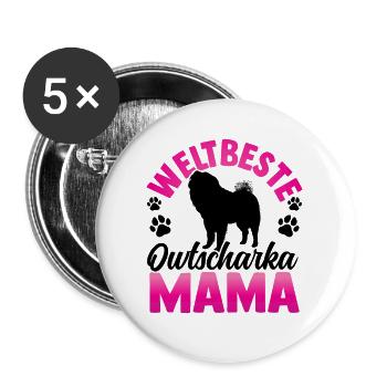Beste Owtscharka Mama Kaukasischer Schäferhund - Buttons groß 56 mm (5er Pack) - Weiß - Vorne
