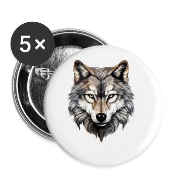 Wolf Wolf Head Wolves Wolf Pack Nature Motif Art - Buttons large 2.2''/56 mm (5-pack) - white - Front