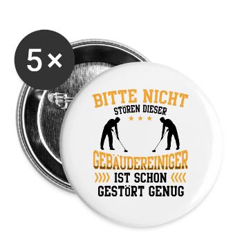 Den Gebäudereiniger nicht stören Fensterputzer - Buttons groß 56 mm (5er Pack) - Weiß - Vorne