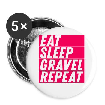 Manger Dormir Gravel Répéter Gravel Vélo Cycliste - Lot de 5 grands badges (56 mm) - blanc - Devant