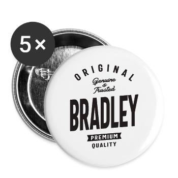 Nom Bradley authentique et fiable - Lot de 5 grands badges (56 mm) - blanc - Devant
