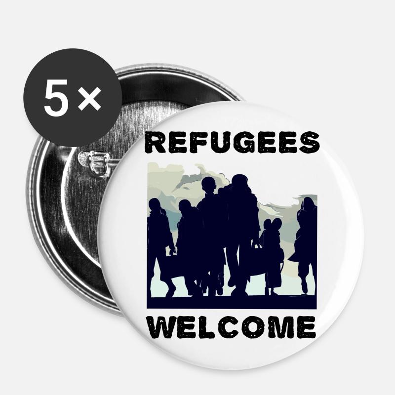 Refugees Welcome Solidarity - Buttons large 2.2''/56 mm (5-pack) - white