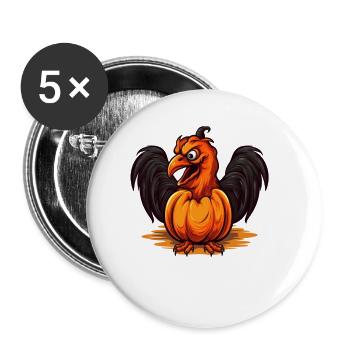Poulet Citrouille Lazy Halloween Costume de fête - Lot de 5 grands badges (56 mm) - blanc - Devant