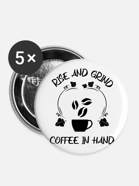 Kaffee Espresso Käffchen - Buttons groß 56 mm (5er Pack) - Weiß
