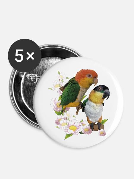 Der orangeköpfige Caique - Buttons groß 56 mm (5er Pack) - Weiß