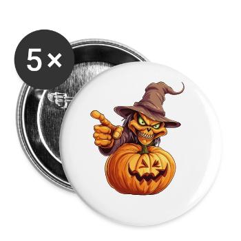 Happy Halloween Monster Hat Pumpkin Spooky Horror - Buttons large 2.2''/56 mm (5-pack) - white - Front