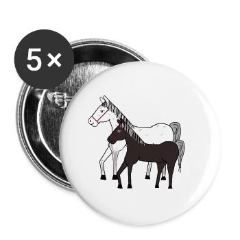 Chevaux, Cheval, Poney, Cheval Fou, Enfants, Poney Ferme, Équitation - Lot de 5 grands badges (56 mm) - blanc - Devant