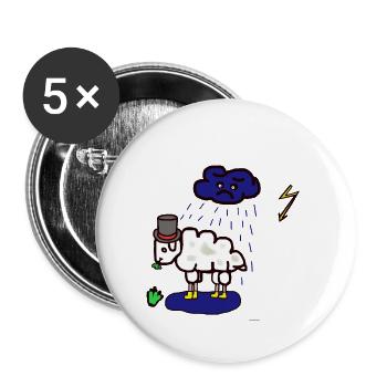 Schlecht Wetter Schaf Regenwolke Regen Hammel - Buttons groß 56 mm (5er Pack) - Weiß - Vorne