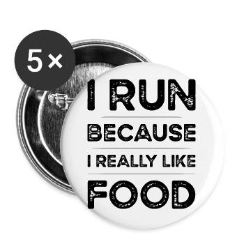 I run because I really like Food - Buttons large 2.2''/56 mm (5-pack) - white - Front
