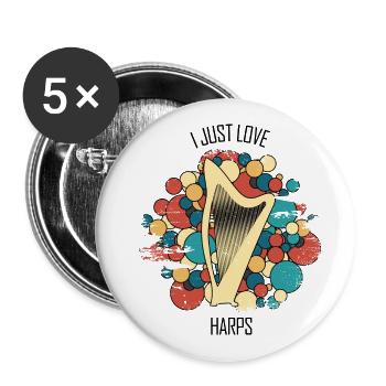Harp Gift Musical Instrument Musician Plucking - Buttons large 2.2''/56 mm (5-pack) - white - Front