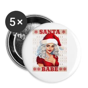 Père Noël Femme Sexy Noël Noël laid - Lot de 5 grands badges (56 mm) - blanc - Devant