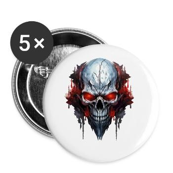 Crâne Crâne Squelette Moto Biker Gang - Lot de 5 grands badges (56 mm) - blanc - Devant