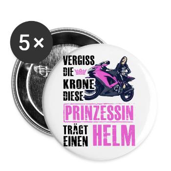 Vergiss die Krone diese Prinzessin trägt einen Hel - Buttons groß 56 mm (5er Pack) - Weiß - Vorne