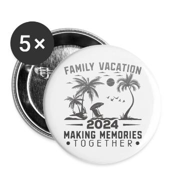 Sommer Familienurlaub 2024 - Buttons groß 56 mm (5er Pack) - Weiß - Vorne