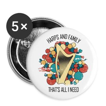 Harp Gift Musical Instrument Musician Plucking - Buttons large 2.2''/56 mm (5-pack) - white - Front