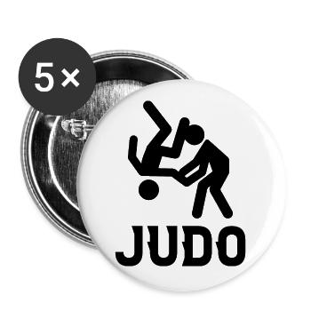 Judo - Lot de 5 grands badges (56 mm) - blanc - Devant