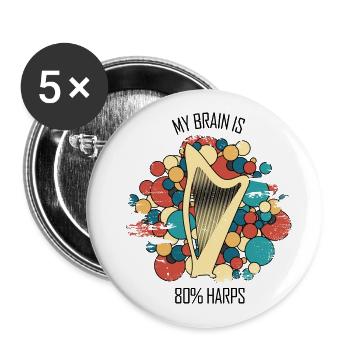 Harp Gift Musical Instrument Musician Plucking - Buttons large 2.2''/56 mm (5-pack) - white - Front