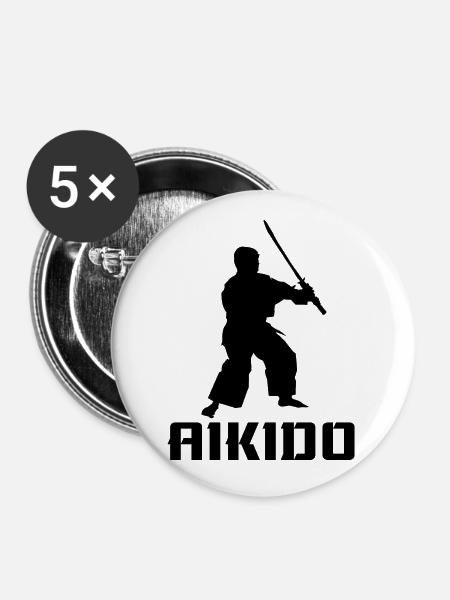 Aikido - Buttons groß 56 mm (5er Pack) - Weiß