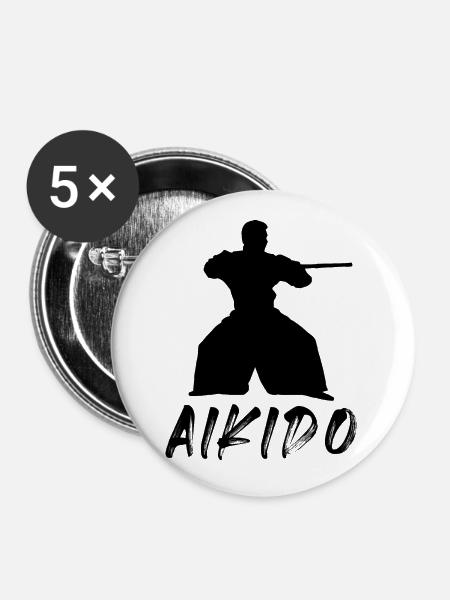 Aikido - Buttons groß 56 mm (5er Pack) - Weiß