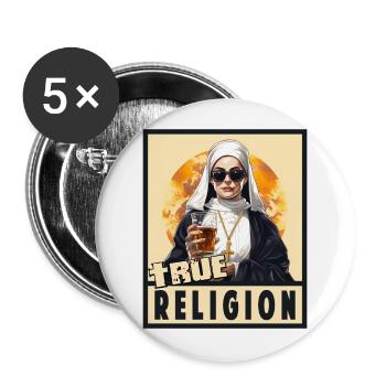 Sexy Nun Drinks Alcohol Dicton Drôle - Lot de 5 grands badges (56 mm) - blanc - Devant