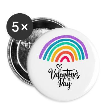 Liebesgrafik Valentinstag Regenbogen - Buttons groß 56 mm (5er Pack) - Weiß - Vorne