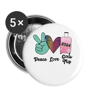 Week-end entre filles Peace Love Girls Trip 2024 - Lot de 5 grands badges (56 mm) - blanc - Devant