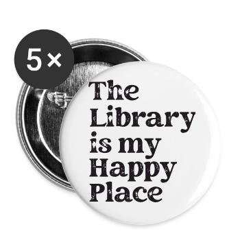 Library Book Lover Reading Bookworm - Buttons large 2.2''/56 mm (5-pack) - white - Front