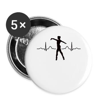 Ballet, Danseur, Battement de cœur, Ecg, Ballerine - Lot de 5 grands badges (56 mm) - blanc - Devant