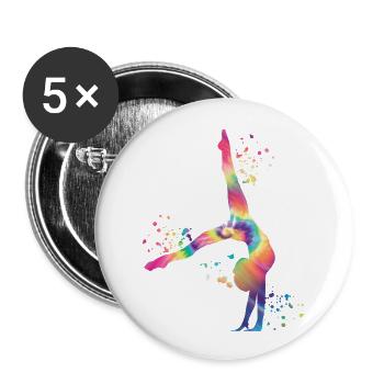 Gymnast With Floor Rhythmic Gymnastics - Buttons large 2.2''/56 mm (5-pack) - white - Front
