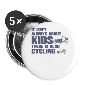 Cargo Bike Eltern Fahrrad Cargobike - Buttons groß 56 mm (5er Pack) - Weiß - Vorne