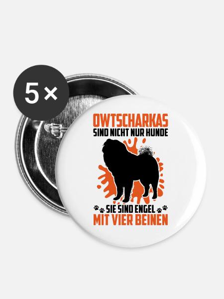 Owtscharka Habe einen Kaukasischer Owtscharka - Buttons groß 56 mm (5er Pack) - Weiß