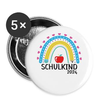 Back to School First Day of School School Child 2024 - Buttons large 2.2''/56 mm (5-pack) - white - Front
