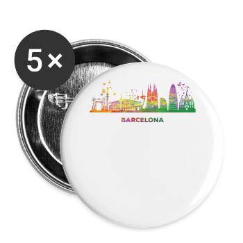 Barcelonische Skyline Barcelona - Lot de 5 grands badges (56 mm) - blanc - Devant