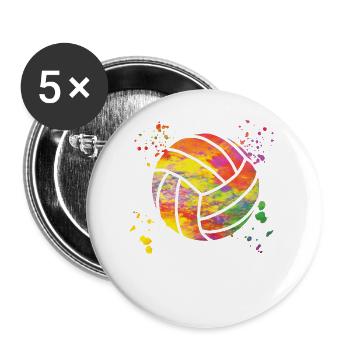 Volleyballspieler Kinder Beachvolleyball - Buttons groß 56 mm (5er Pack) - Weiß - Vorne