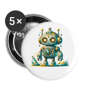 Robots for children - Buttons large 2.2''/56 mm (5-pack) - white - Front