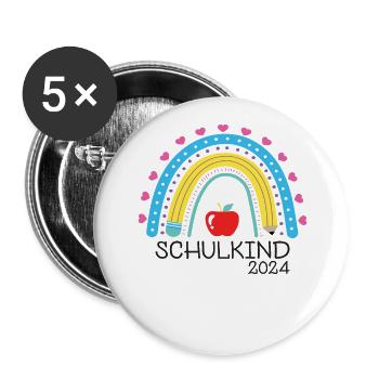 Start of school enrollment school child 2024 - Buttons large 2.2''/56 mm (5-pack) - white - Front