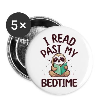 I read after bedtime read sloth - Buttons large 2.2''/56 mm (5-pack) - white - Front