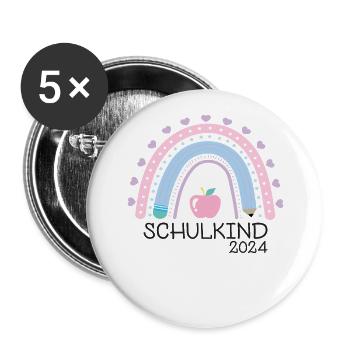 Start of school enrollment school child 2024 - Buttons large 2.2''/56 mm (5-pack) - white - Front