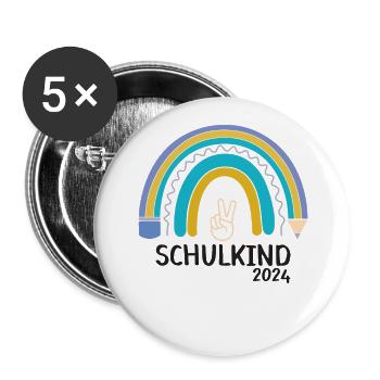 Back to school First day of school school child 2024 - Buttons large 2.2''/56 mm (5-pack) - white - Front