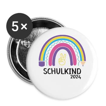 Back to school First day of school school child 2024 - Buttons large 2.2''/56 mm (5-pack) - white - Front