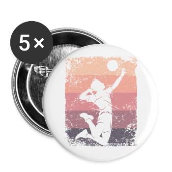 Volleyball Spieler Retro Beach Volleyball - Buttons groß 56 mm (5er Pack) - Weiß - Vorne