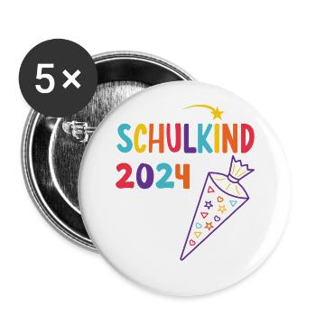 Start of school enrollment school child 2024 - Buttons large 2.2''/56 mm (5-pack) - white - Front