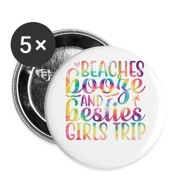 Plages, liqueur et voyage des meilleures amies entre filles - Lot de 5 grands badges (56 mm) - blanc - Devant