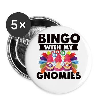 Bingo avec mes gnomies Bingo amusant - Lot de 5 grands badges (56 mm) - blanc - Devant
