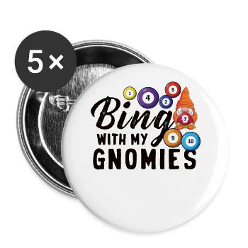 Bingo avec mes gnomies Bingo amusant - Lot de 5 grands badges (56 mm) - blanc - Devant