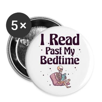 I read skeleton after bedtime - Buttons large 2.2''/56 mm (5-pack) - white - Front